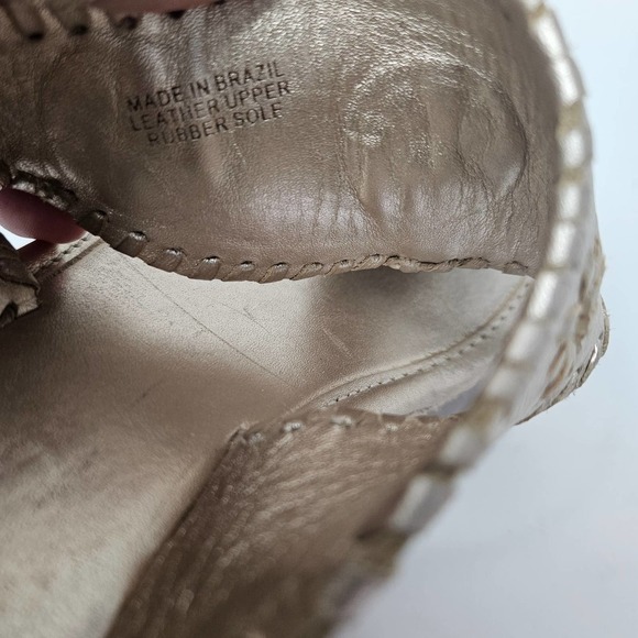 Jack Rogers Marbella Mid Wedge Sandals 9.5 Gold Leather Flip Flop - Picture 7 of 10